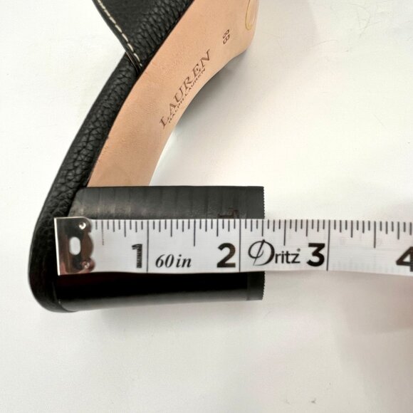 Lauren Ralph Lauren Freddi Black Leather Slip-On Heels Size 8 B Tumbled Leather - Picture 13 of 15